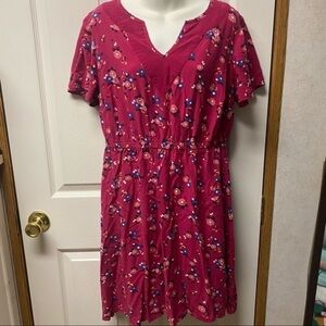 Lane Bryant 14/16 pink floral short sleeve dress‎